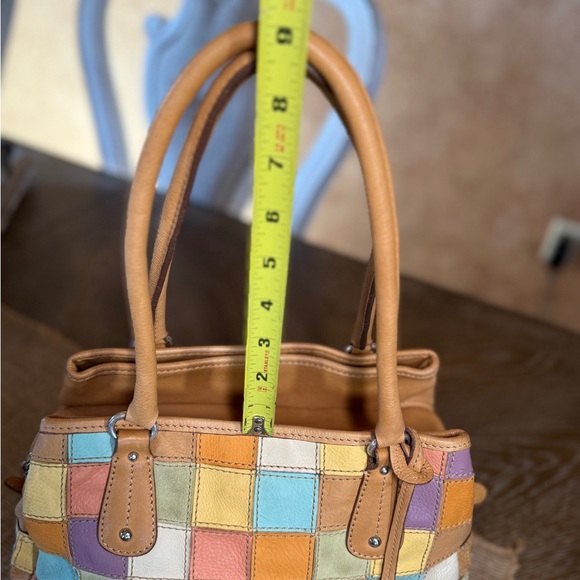 Fossil Multi Colored Patchwork Leather and Suede Handbag Vintage - Picture 9 of 13